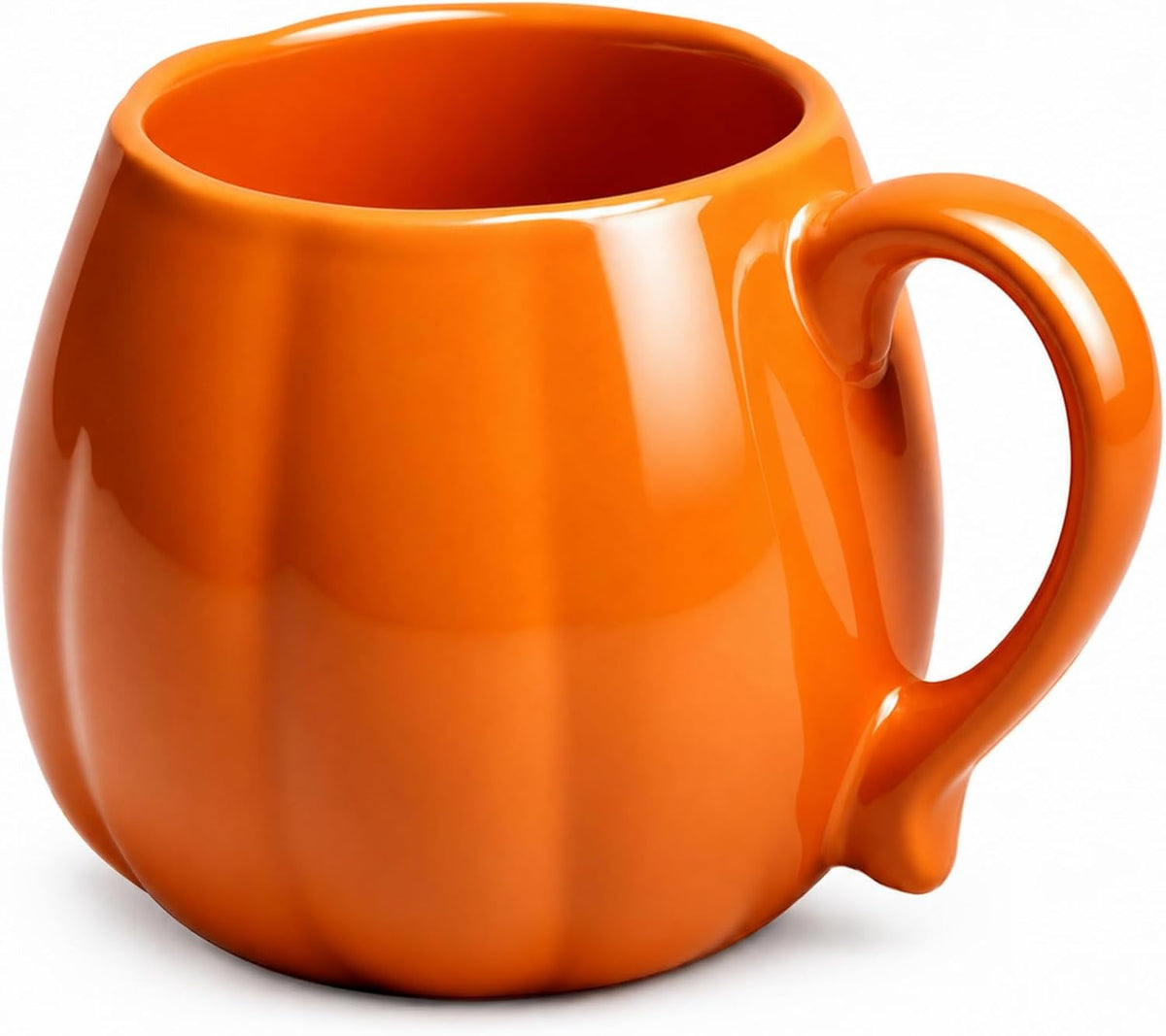 1 Pcs 14 oz Pumpkin Mug Ceramic Coffee Mug Fall Halloween Thanksgiving Autumn Pumpkin Shape Cup with Handle for Halloween Party Decoration