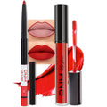 evpct 3Pcs Dark Ruby Fire Red Matte Liquid Lipstick Lip Stain Lipgloss sets for Women 24 Hour Red Matte Lipstick Long Lasting Smudge Proof
