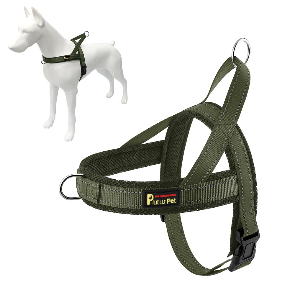 Plutus Pet No Pull Dog Harness with Breathable Mesh Padded, Adjustable Reflective Escape Proof Dog Harness, Quick Fit Dog Vest Harness for Small Medium Large Dogs(M, Beige)
