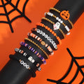Halloween Bracelets Set for Women,10Pcs Stocking Stuffer Clay Preppy Heishi Boo Skull Charm Beads Stackable Bracelet Adjustable Friendship Holiday Stretch Jewelry Gift