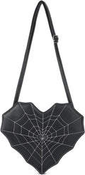 Gothic Purses for Women, Heart Shaped Shoulder Bag, Gothic Spider Web Backpack Purse, Halloween Goth Crossbody Bags