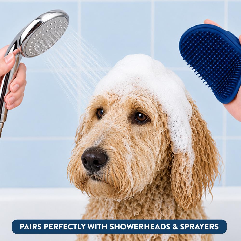 Bodhi Dog Shampoo Brush - Pet Grooming & Bath Supplies for Dogs and Cats - Bath Brush for Long & Short Hair - Premium Scrubber for Shower, Showerhead, Sprayer & Bathing (One Pack, Blue)