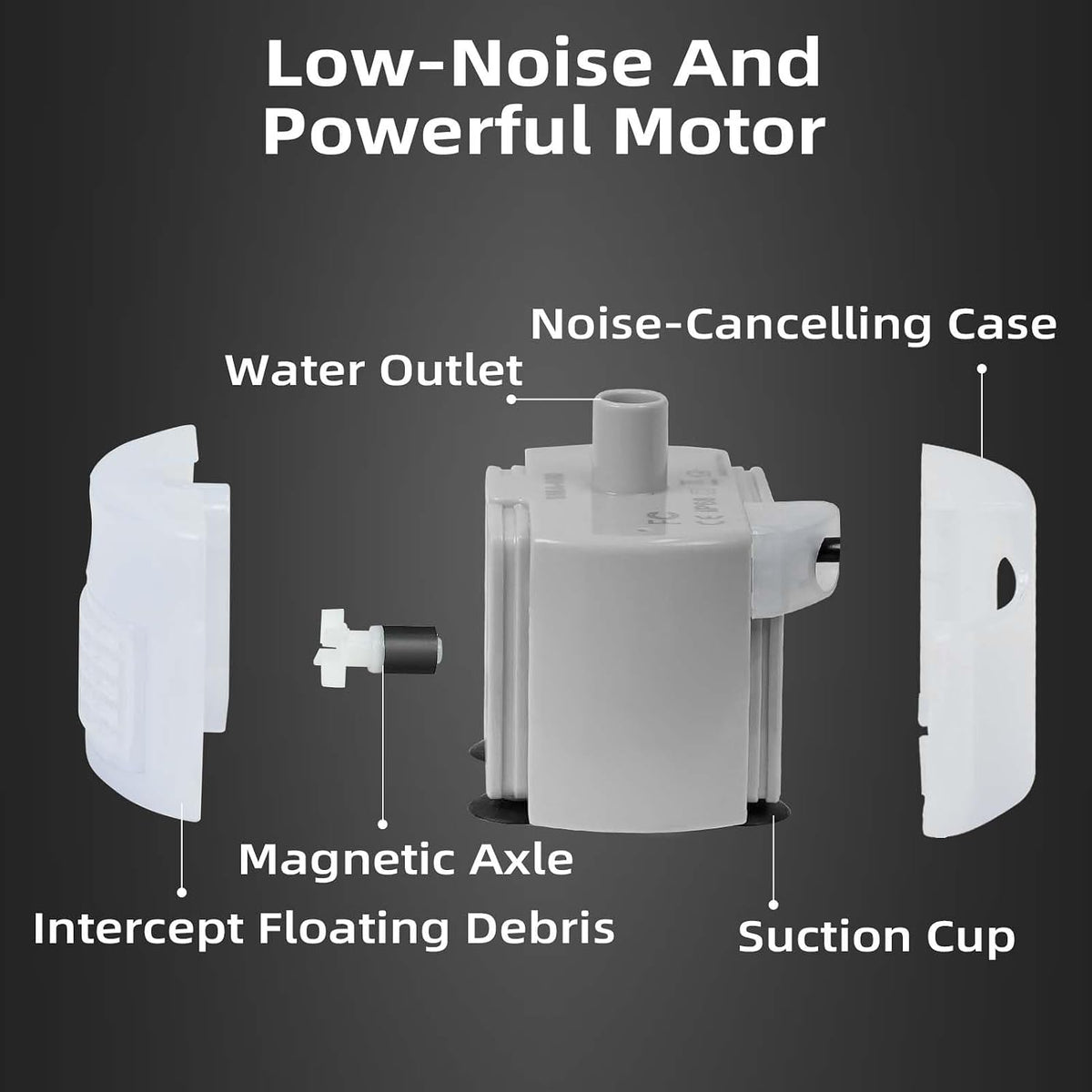 Ultra-Quiet Replacement Pump for Stainless Steel Cat Water Fountains - SMA-800 Motor - Safe and Easy to Clean with Low Voltage DC 5V and USB Cable (Pump) (Side Pump)