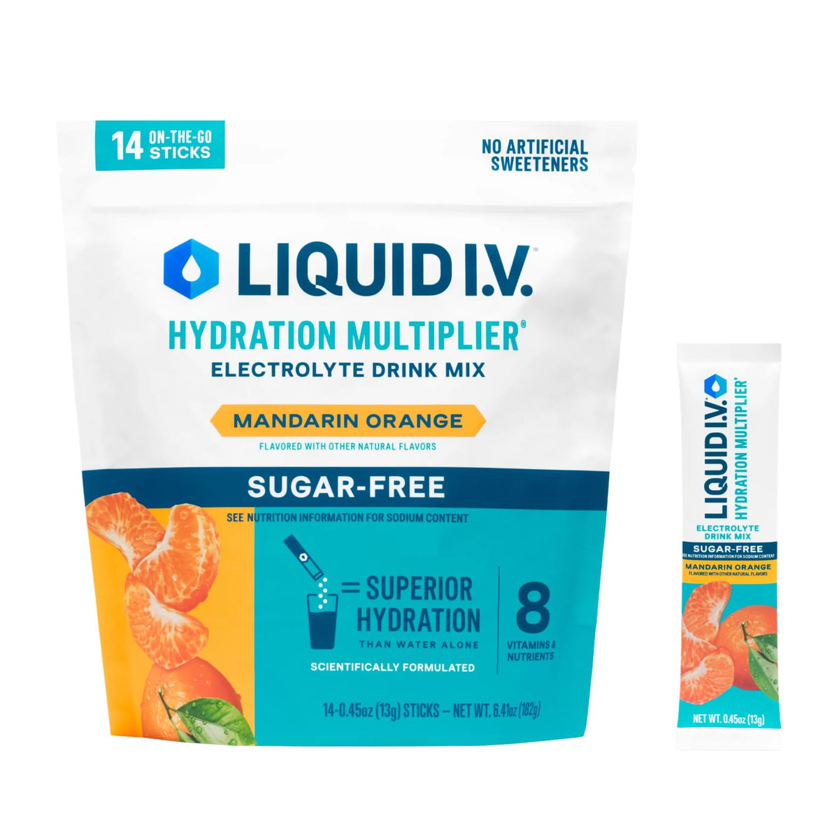 Liquid I.V. Hydration Multiplier Sugar-Free - Lemon Lime | Electrolyte Powder Drink Mix | 1 Pack (14 Servings)