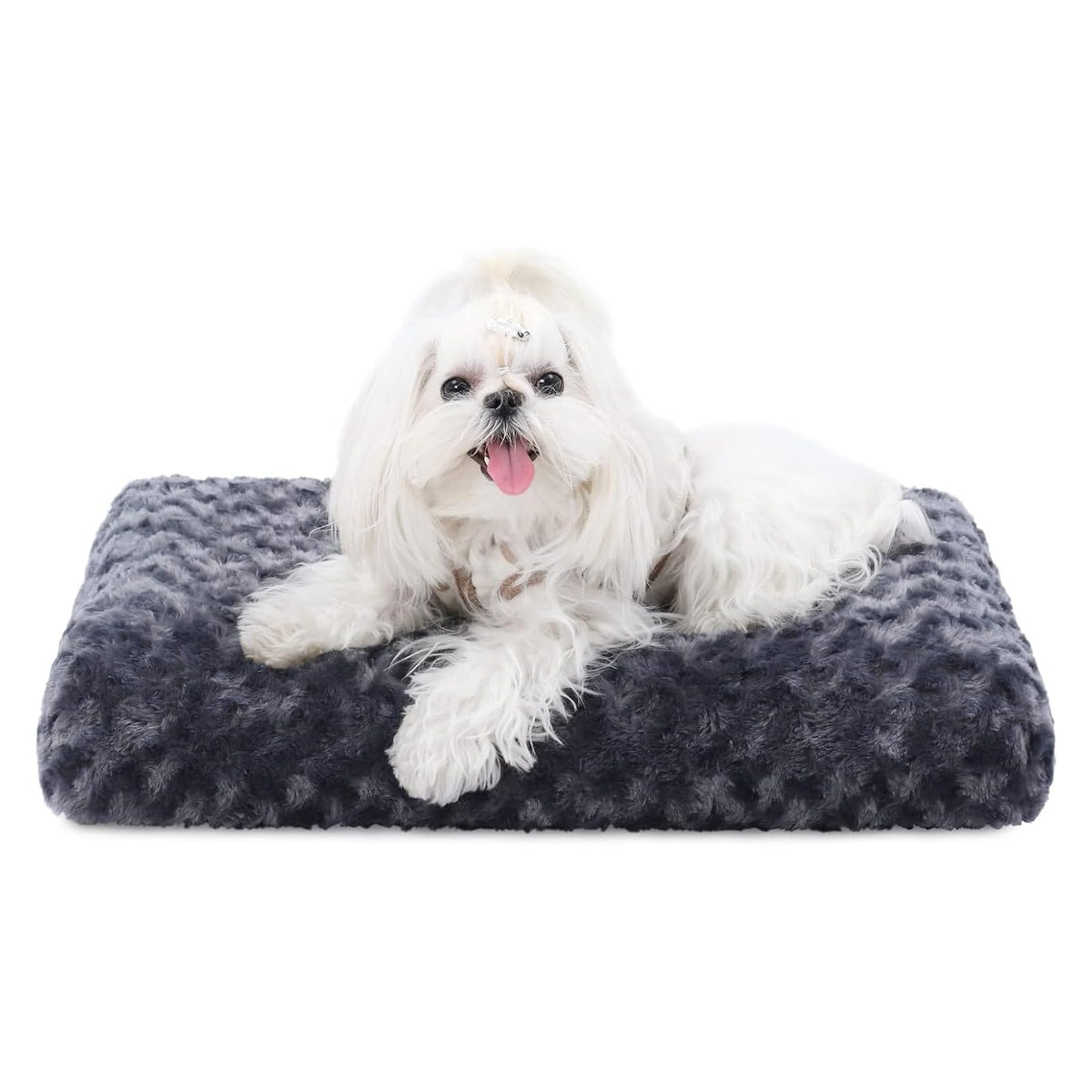 KSIIA Washable Dog Bed Deluxe Plush Dog Crate Beds Comfy Kennel Pad Anti-Slip Pet Sleeping Mat for Large, Jumbo, Medium, Small Dogs Breeds, 41" x 27", Gray
