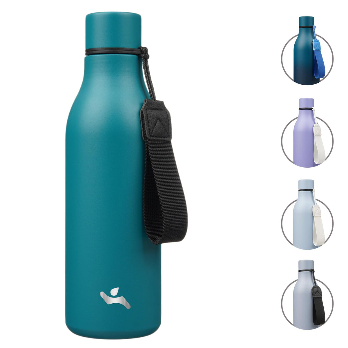 Konokyo Insulated Water Bottle with Strap,18 oz Double Wall Stainless Steel Vacuum Bottles Metal Water Flask,Macaron Green