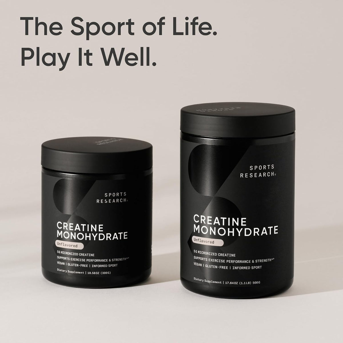 Sports Research® Creatine Monohydrate Powder 5g, Unflavored (100 Servings) | Micronized Creatine Supporting Lean Muscle, Performance & Workout Recovery | Informed Sport, Non-GMO, Gluten-Free