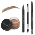 LAVONE Makeup Kit With Eyebrow Stamp Pencil, Waterproof Brow Pencil & Pomade, Eyeliner, Dual-ended Eyebrow Brush, Dark Brown