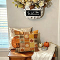 Fall Outdoor Pillow Covers 18x18,Plaid Pumpkin Maple Leaf Decoration
