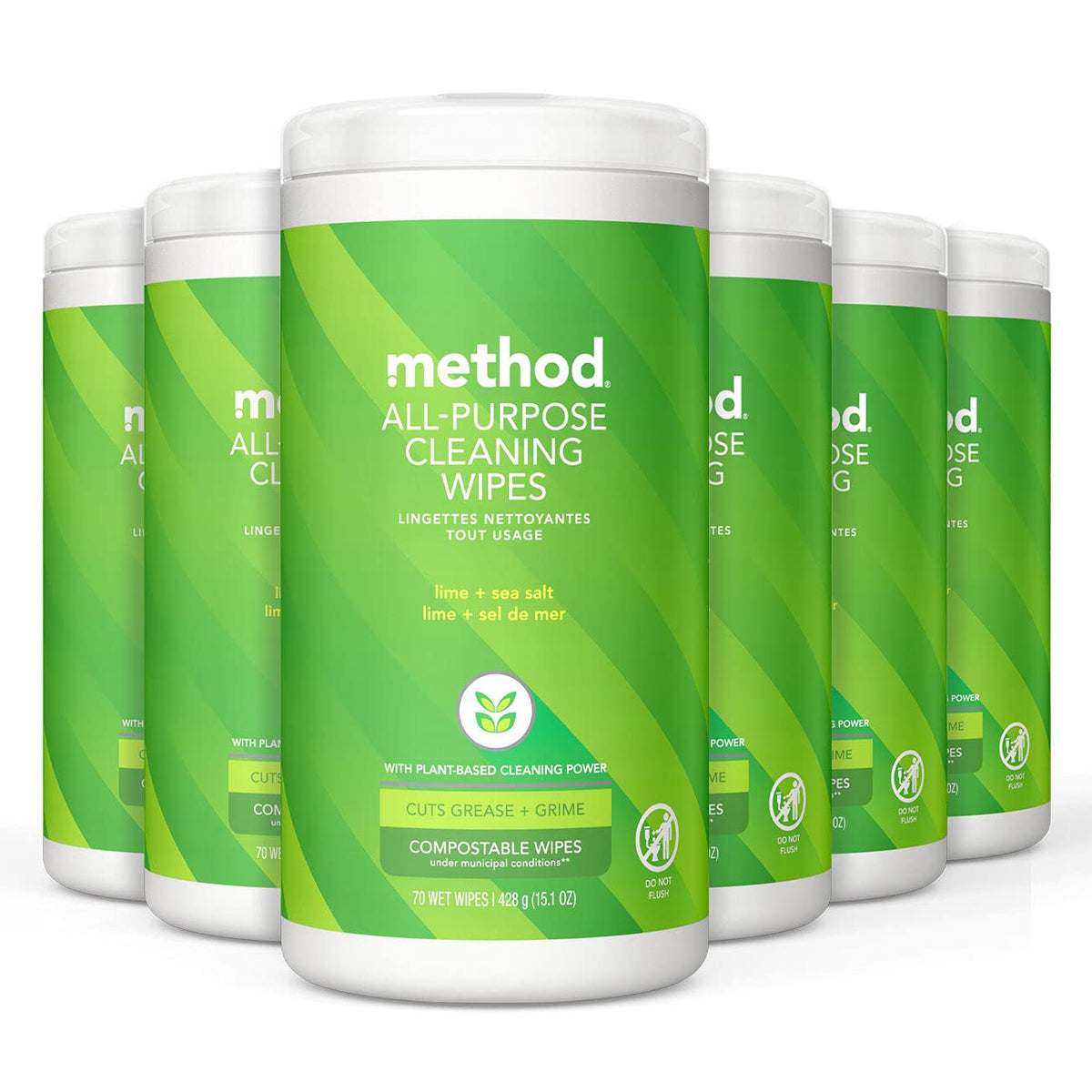 Method All-Purpose Cleaning Wipes, Pink Grapefruit, Multi-Surface, Compostable, 70 Count (Pack of 1)