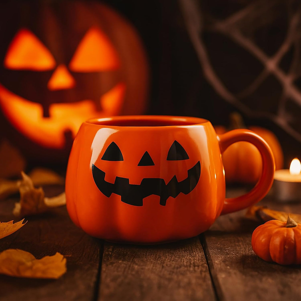 Halloween Cute Pumpkin Mug, Pumpkin Shaped Mug Decorations, Cute Halloween Cup 12 Ounce
