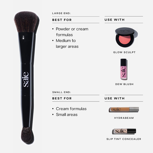 Saie The Double Makeup Brush to Highlight, Sculpt & Conceal (1 ct)