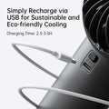 JISULIFE Handheld Portable Fan, 5000mAh Stronger and Longer-Lasting Battery | 5 Speeds, 12-Blade Turbo For Powerful Wider Wind, LED Display, Rechargeable Personal Fan for Travel Concerts Makeup-Black