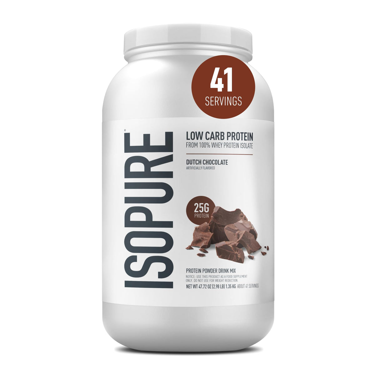 Isopure Zero Carb 100% Pure Whey Isolate Protein Powder, Gluten Free, with Vitamins, Creamy Vanilla, 25g Protein Per Serving, 3 Lbs, 44 Servings (Packaging May Vary)