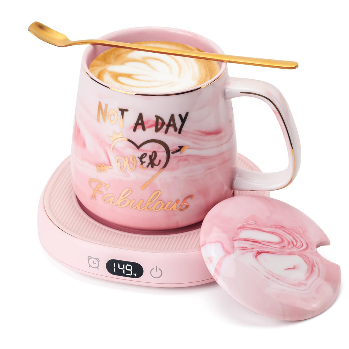 Coffee Mug Warmer & You are Awesome Mug Set, Electric Cup Warmer for Desk