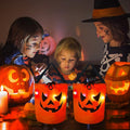 JXITON Halloween Drawstring Candy Bags Light up Multipurpose Halloween Trick or Treat Candy Bag with Pumpkin Smile Face Reusable Orange Goodie Bags for Kids(3 Pcs)