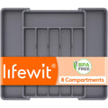Lifewit Expandable Silverware Organizer, Plastic Utensil Tray for Kitchen Drawer, BPA Free Flatware Cutlery Holder, Space-Saving Storage for Spoons Forks Knives, 8-13.8 x 11.2 x 1.4 inch, Black