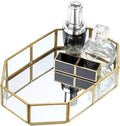 Hipiwe Mirror Glass Vanity Tray - Gold Ornate Makeup Organizer Perfume Tray