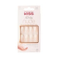 KISS Salon Acrylic Press On Nails, Nail glue included, 'Cashmere', French, Medium Size, Squoval Shape, Includes 28 Nails, 2g Glue, 1 Manicure Stick, 1 Mini file