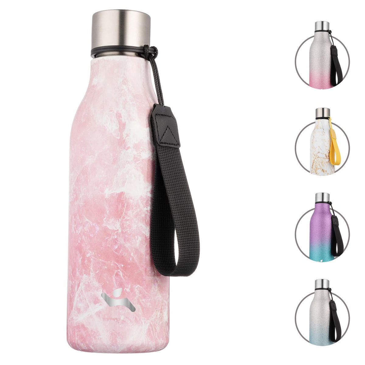 Konokyo Insulated Water Bottle with Strap,18 oz Double Wall Stainless Steel Vacuum Bottles Metal Water Flask,Macaron Green