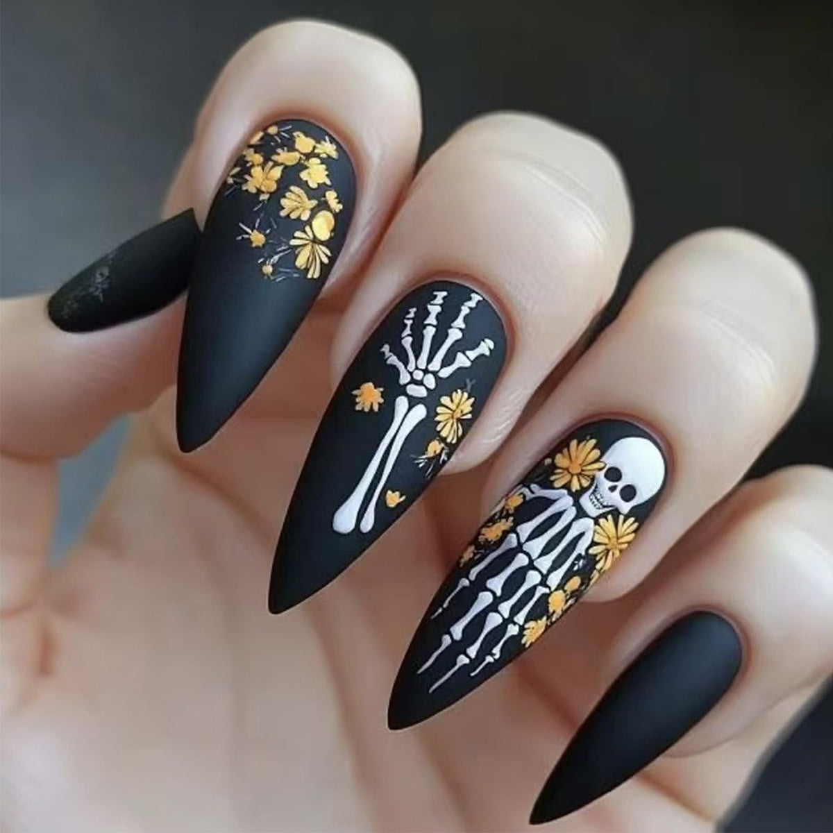 48Pcs Halloween Press on Nails Ghost Stick on Fingernails Monster Short Square False Nails Glossy Black Spider Web Acrylic Fake Nail Skull Gel Glue on Nail for Coquette Women Girls
