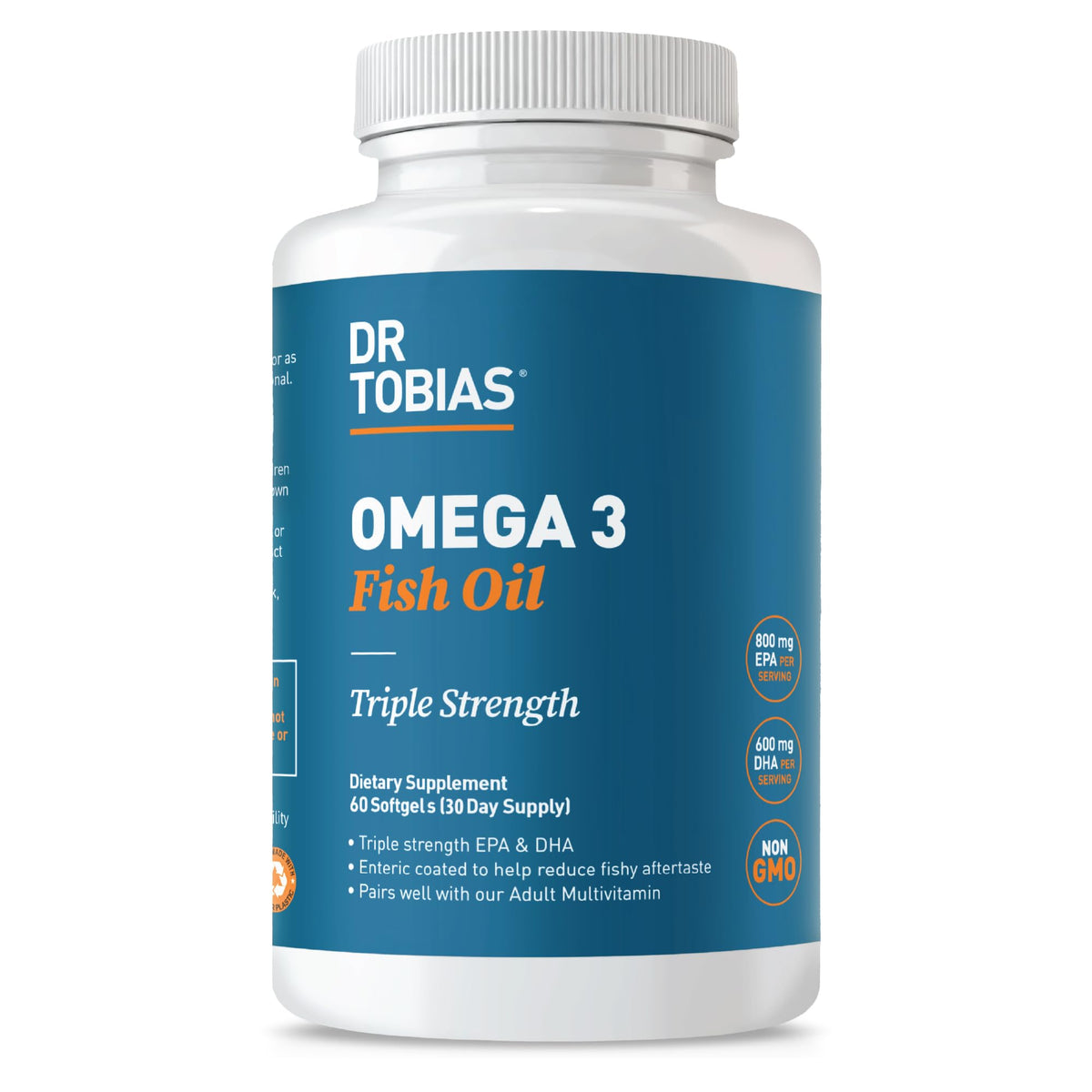 Dr. Tobias Omega 3 Fish Oil 2000mg Triple Strength with 800mg EPA 600mg DHA Per Serving | Fish Oil Omega 3 Supplements for Heart Brain & Immune Support - 90 Softgels (45 Servings)