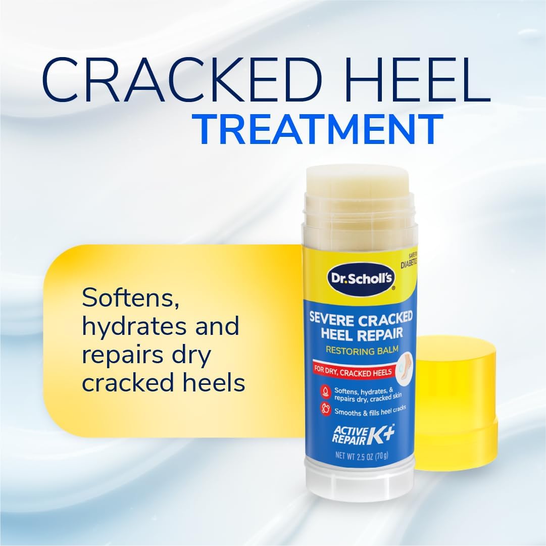 Dr. Scholl's Severe Cracked Heel Repair Restoring Balm 2.5oz, with 25% Urea for Dry, Cracked Feet, Heals and Moisturizes for Healthy Feet, Epsom Salt Soothes, Safe for Diabetics, 3-pack