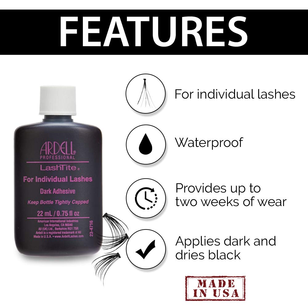 Ardell LashTite Lash Adhesive Dark for Individual Lashes, 0.75 fl oz