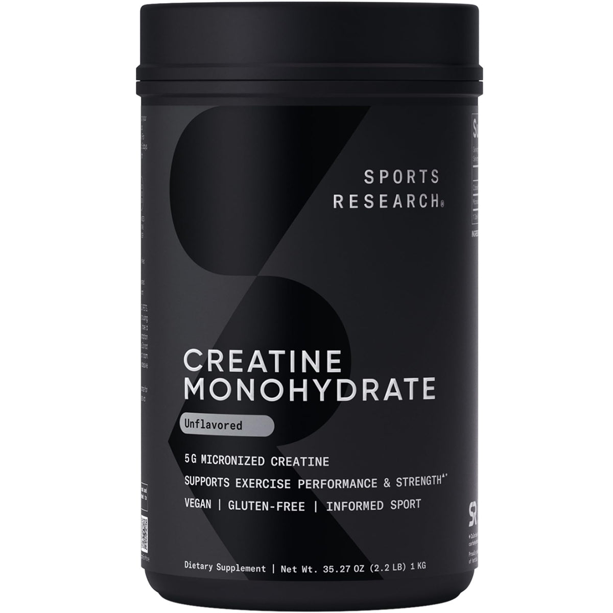 Sports Research® Creatine Monohydrate Powder 5g, Unflavored (100 Servings) | Micronized Creatine Supporting Lean Muscle, Performance & Workout Recovery | Informed Sport, Non-GMO, Gluten-Free