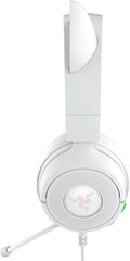 Razer Kraken Kitty V3 X Wired Gaming Headset, Kitty Ears, White