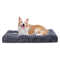 KSIIA Washable Dog Bed Deluxe Plush Dog Crate Beds Comfy Kennel Pad Anti-Slip Pet Sleeping Mat for Large, Jumbo, Medium, Small Dogs Breeds, 41" x 27", Gray