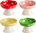 Orange Mushroom Cat Bowl, Elevated Ceramic Bowl for Cats