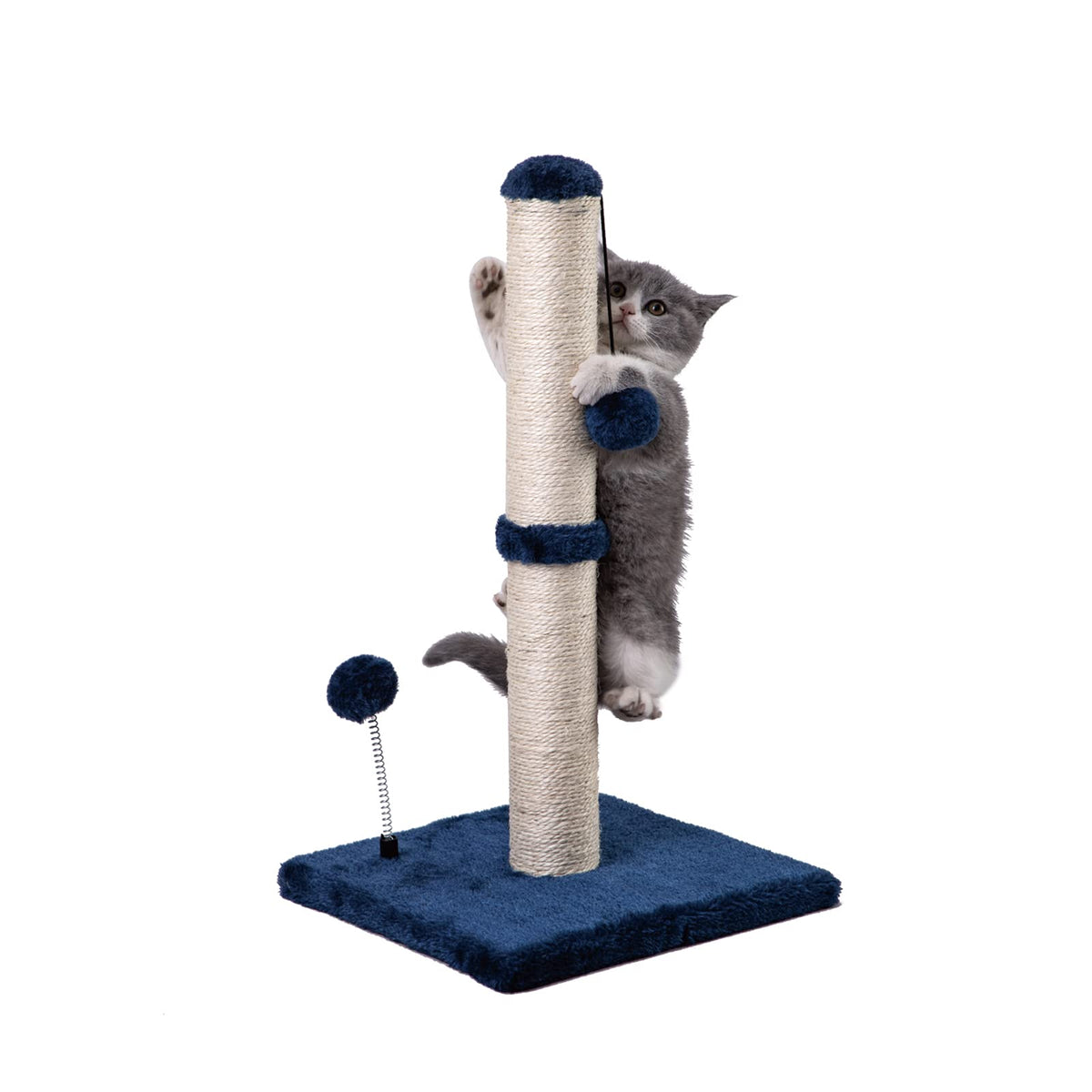 MECOOL 34” Tall Cat Scratching Post Premium Basics Kitten Scratcher Sisal Scratch Posts Trees with Hanging Ball for Indoor Cats, Beige