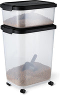 Amazon Basics Pet Food Storage Container Set, 30lbs and 10lbs with Scoop, for Dogs and Cats