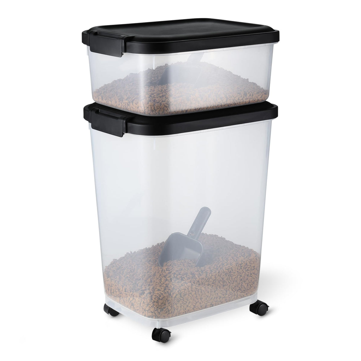 Amazon Basics Pet Food Storage Container with Rolling Wheels, BPA-Free, Detachable Scoop, 50lbs Capacity