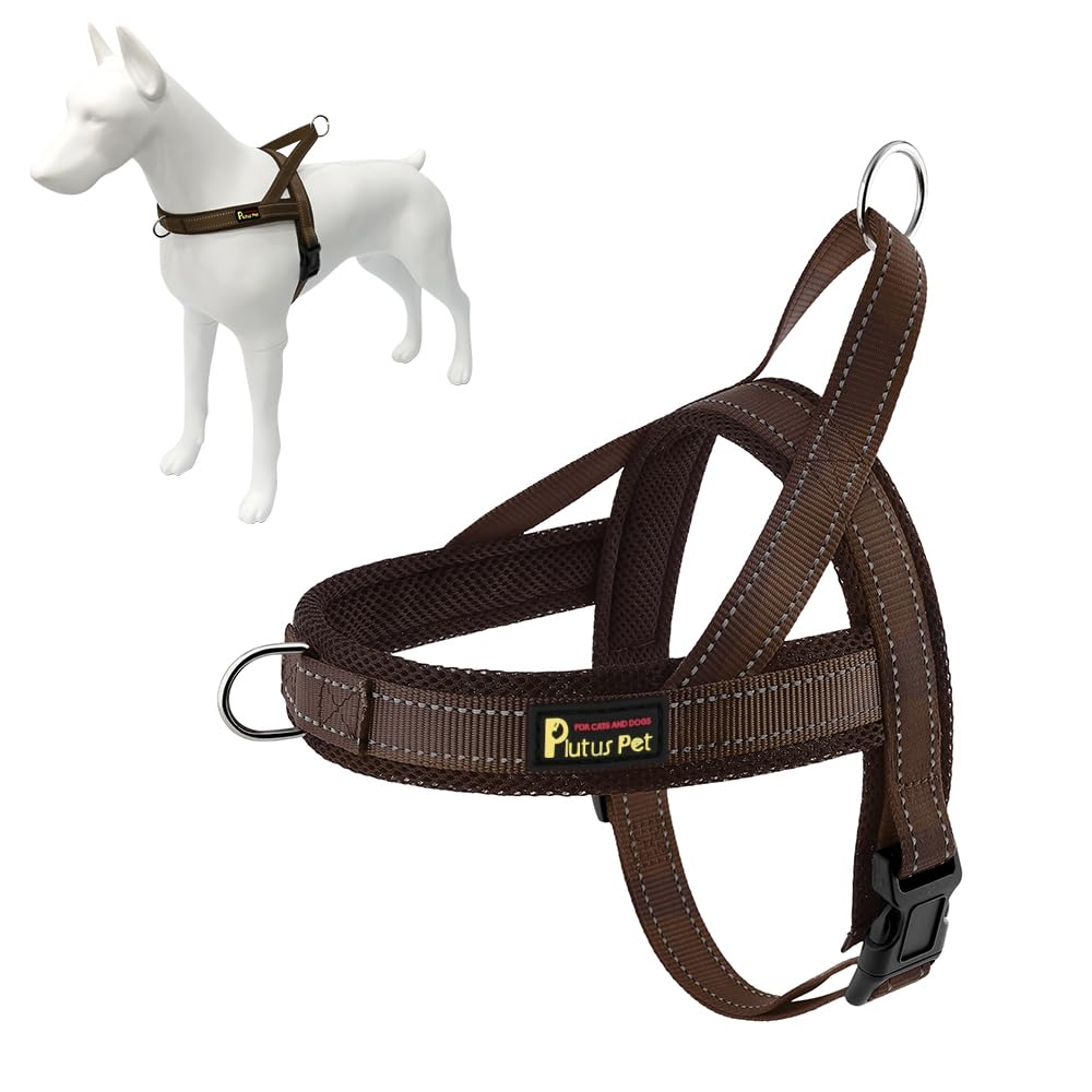 Plutus Pet No Pull Dog Harness with Breathable Mesh Padded, Adjustable Reflective Escape Proof Dog Harness, Quick Fit Dog Vest Harness for Small Medium Large Dogs(M, Beige)