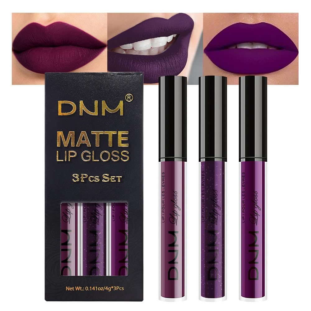 evpct 3Pcs Dark Ruby Fire Red Matte Liquid Lipstick Lip Stain Lipgloss sets for Women 24 Hour Red Matte Lipstick Long Lasting Smudge Proof