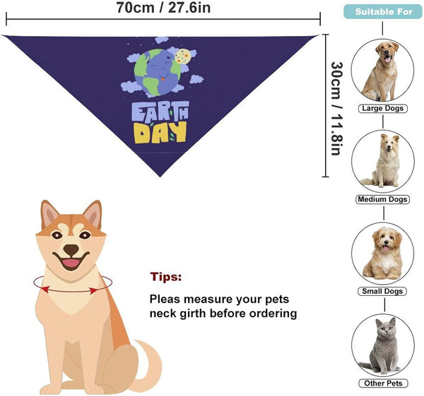 Earth Day Pet Scarf Adjustable Bandanas Neckerchief for Dogs Costume Decor