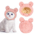 JOICEE Cute Cat Costume Warm Bear Hat Adjustable Small Pet Headwear for Cat