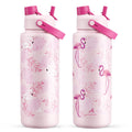 POWCAN 26 oz Insulated Water Bottle with 2-in-1 Straw and Spout Lid, Keep Cold 24H, Leak-Proof, Fits in Car Cup Holder, Stainless Steel Water Bottle for Sports, Travel, and School (Cotton Candy)