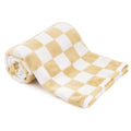 GreatBba Plush Checkered Baby Blanket,30 x 40 Inch Fleece,Orange White