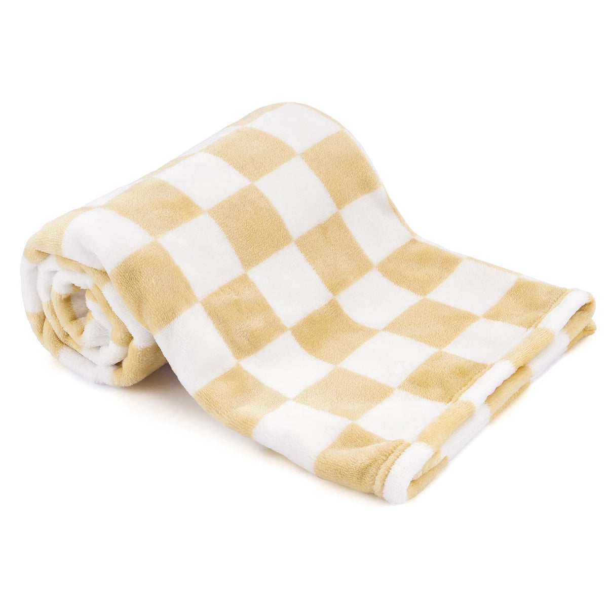 GreatBba Plush Checkered Baby Blanket,30 x 40 Inch Fleece,Orange White