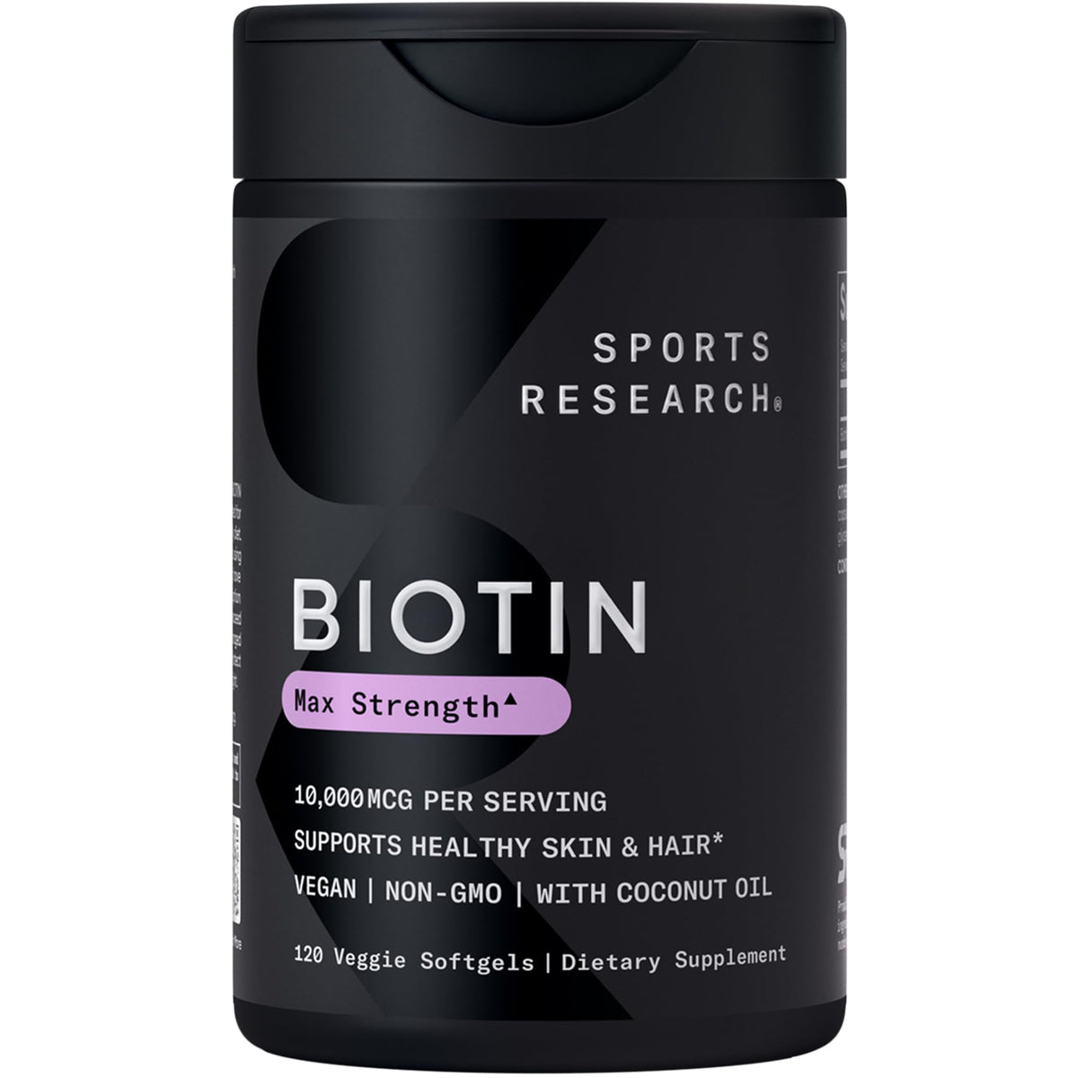 Sports Research® Biotin 5,000mcg with Organic Coconut Oil - Biotin (Vitamin B7) for Healthy Skin and Hair Support* - for Women and Men - Vegan, Non-GMO, Gluten & Soy-Free - 120 Veggie Softgels