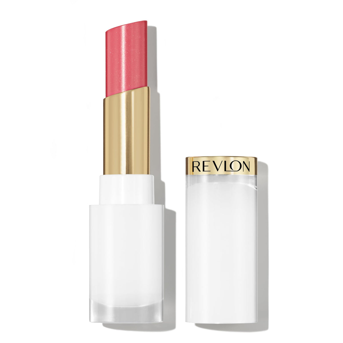 REVLON Super Lustrous Glass Shine Balm, Sheer Glossy Tinted Lip Balm, Hydrating Formula with Hyaluronic Acid, Aloe & Rose Quartz, 020 Glaring Red, 0.11 oz