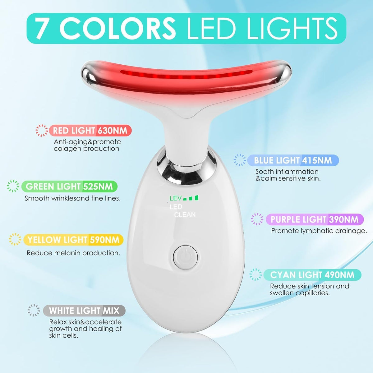 Facial Massager Face and Neck, Face 𝖲 culpting Wand Tool with 7 Color - Birthday, Christmas, Mothers Day, Valentines Day Gifts for Her Women Mom Best Friend Wife Teacher (White)