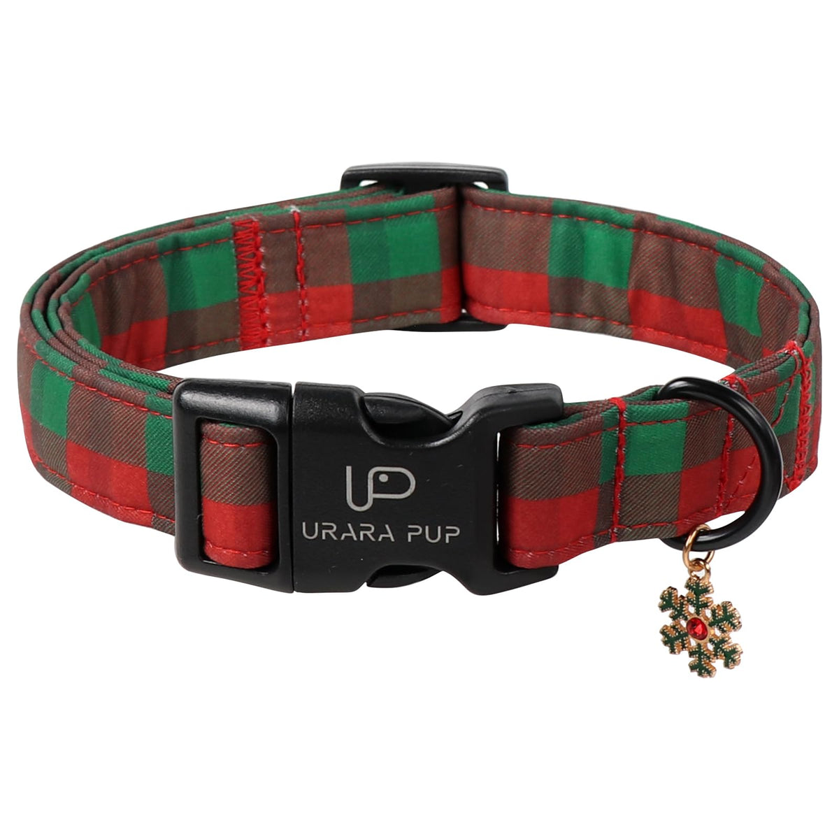 Fall Plaid Dog Collar with Maple Leaf Charm – Adjustable Autumn Checkered Dog Collar for Small Medium Large Dogs, Soft Cotton Puppy Collars with Quick Release Buckle and Metal D-Ring