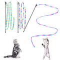 Cat Wand Toys Interactive Kitten Toys for Indoor Cats Colorful Teaser Wand String for Exercise Kitten Stick Kitty Rope Toy Rainbow Ribbon Cat Charmer -2Pcs
