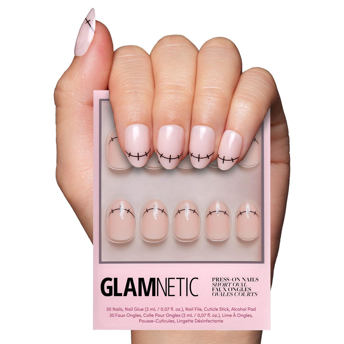 Glamnetic Halloween Press On Nails, Short Almond Glossy, Ghost Besties
