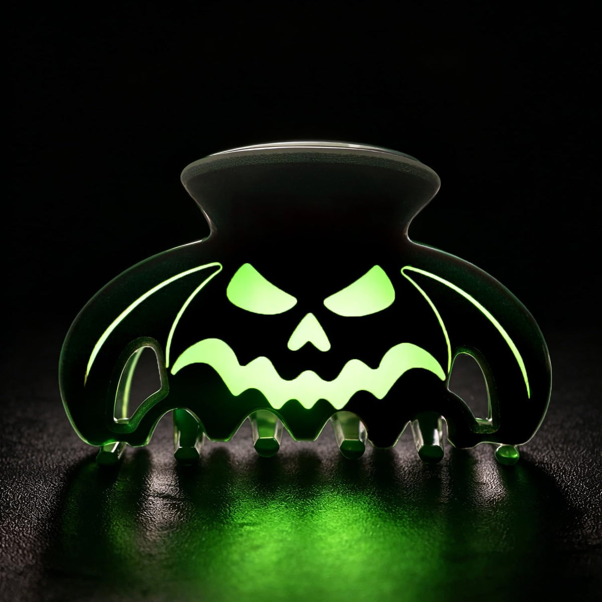 Halloween Ghost Hair Clips Luminous Ghost Hair Claw Clip Dark Style Bat Wing Hair Clip Glossy Acrylic Small Jaw Hair Clips Non Slip Strong Hold Hair Catch Barrette Hair Accessories for Women 1PC
