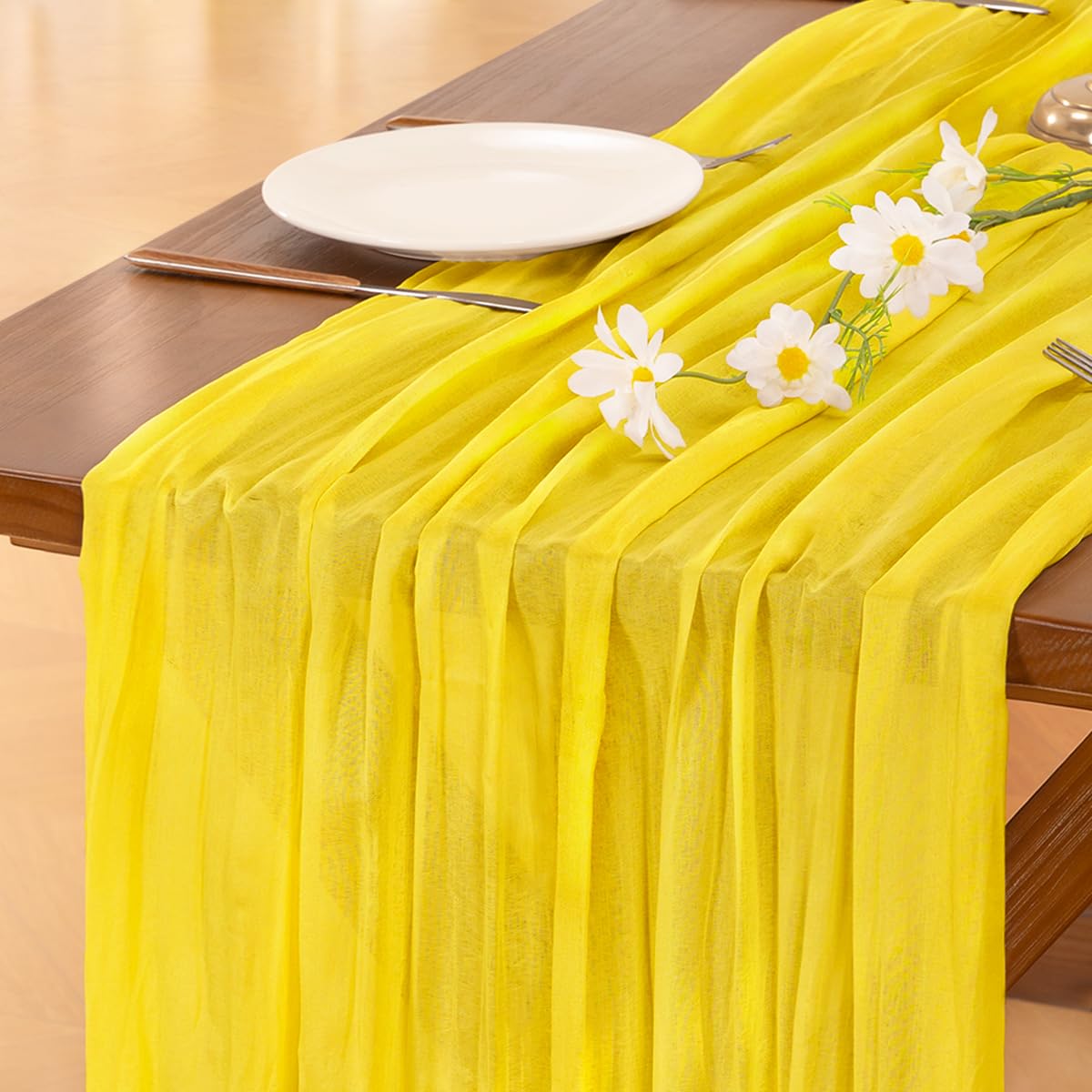 Fall Table Runner Terracotta Cheesecloth Boho Wedding Thanksgiving Decor